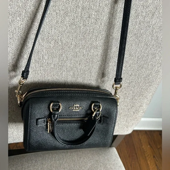 Coach Black Mini Satchel Crossbody Bag with Gold Accents 7x4 EXCELLENT CONDITION - Picture 1 of 11